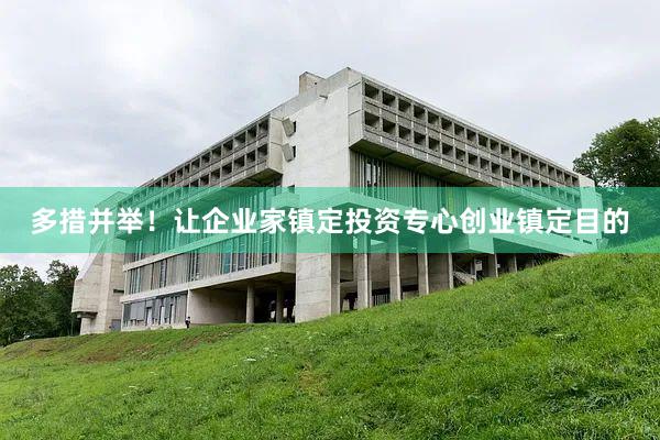 多措并举！让企业家镇定投资专心创业镇定目的