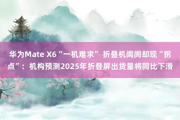 华为Mate X6“一机难求” 折叠机阛阓却现“拐点”：机构预测2025年折叠屏出货量将同比下滑